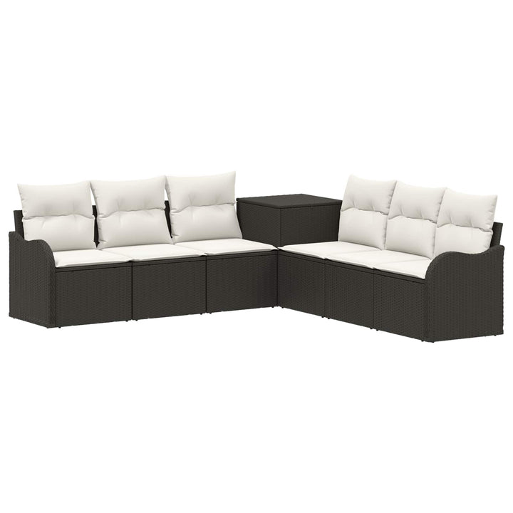Sofa Sæt 7 stk. Sort og Cremehvid Poly Rattan og Stål
