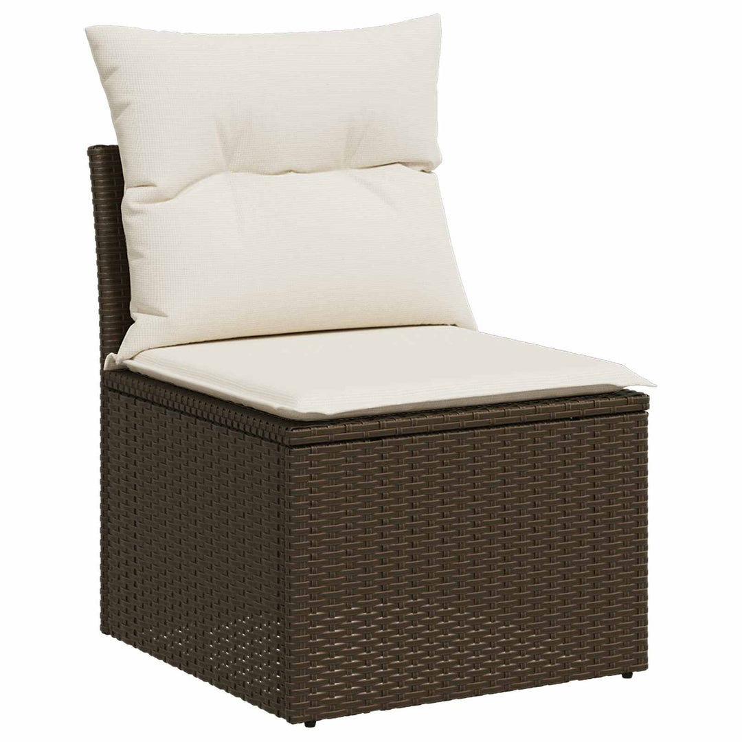 Sofa Sæt 7 stk. Brun og Creme Hvid Poly Rattan og Stål