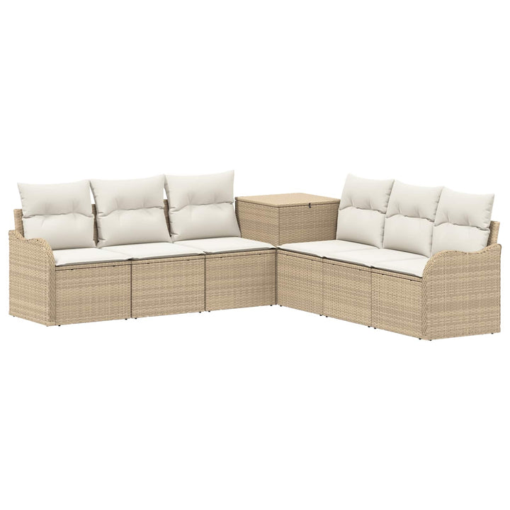 Sofa Sæt 7 stk. Beige og cremehvid Poly Rattan og Stål