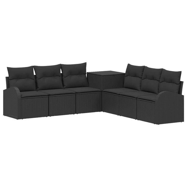 Sofa Sæt 7 stk. Sort Poly Rattan og Stål