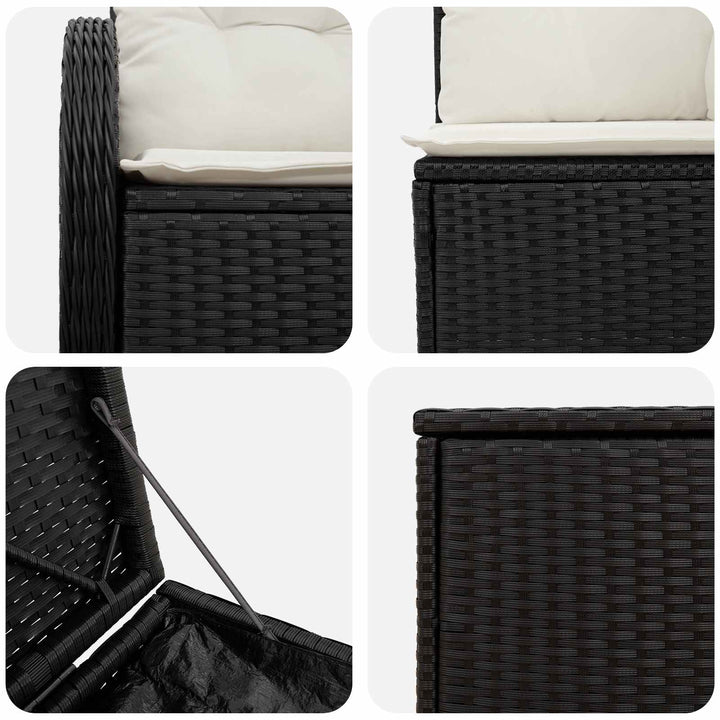 Sofa Sæt 7 stk. Sort og Cremehvid Poly Rattan og Stål