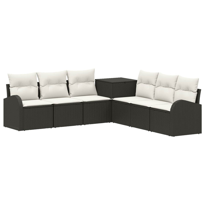 Sofa Sæt 7 stk. Sort og Cremehvid Poly Rattan og Stål