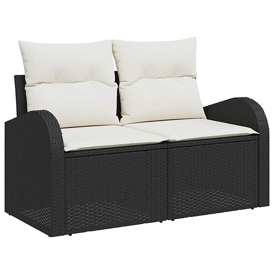 Sofa Sæt 7 stk. Sort og Cremehvid Poly Rattan og Stål