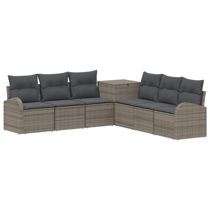 Sofa Sæt 7 stk. Grå og Mørkegrå Poly Rattan og Stål