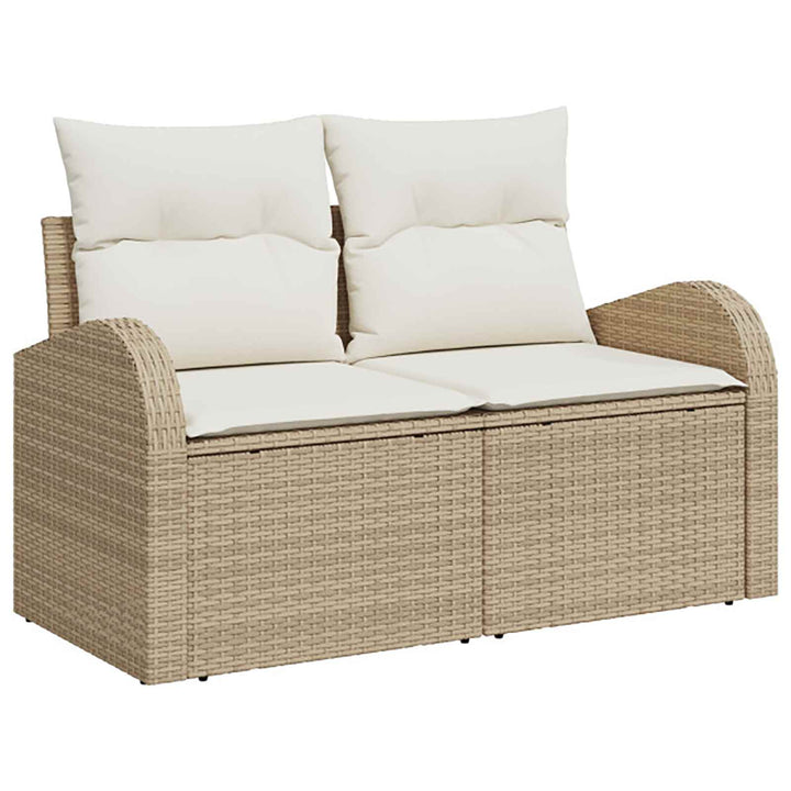 Sofa Sæt 7 stk. Beige og cremehvid Poly Rattan og Stål