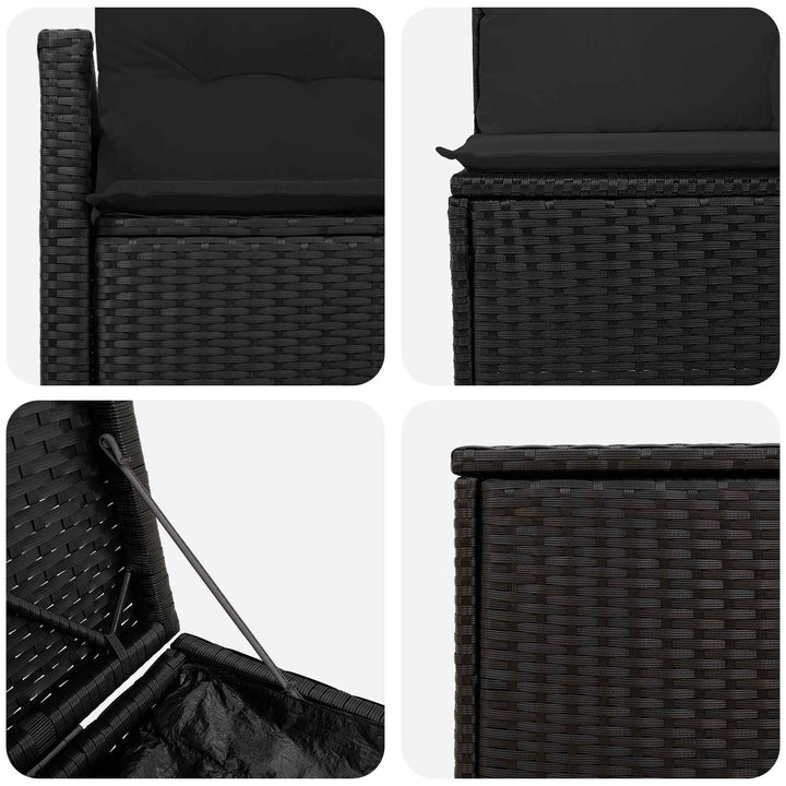 Sofa Sæt 7 stk. Sort Poly Rattan og Stål