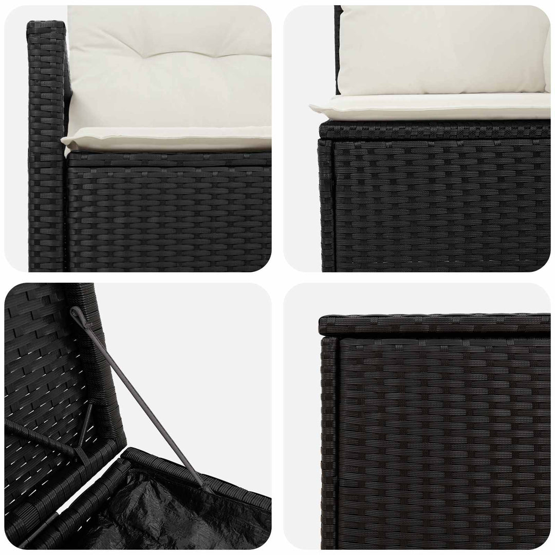 Sofa Sæt 7 stk. Sort og Cremehvid Poly Rattan og Stål