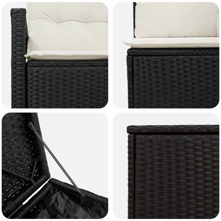 Sofa Sæt 7 stk. Sort og Cremehvid Poly Rattan og Stål