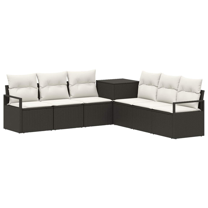 Sofa Sæt 7 stk. Sort og Cremehvid Poly Rattan og Stål
