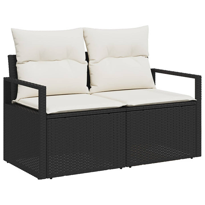 Sofa Sæt 7 stk. Sort og Cremehvid Poly Rattan og Stål