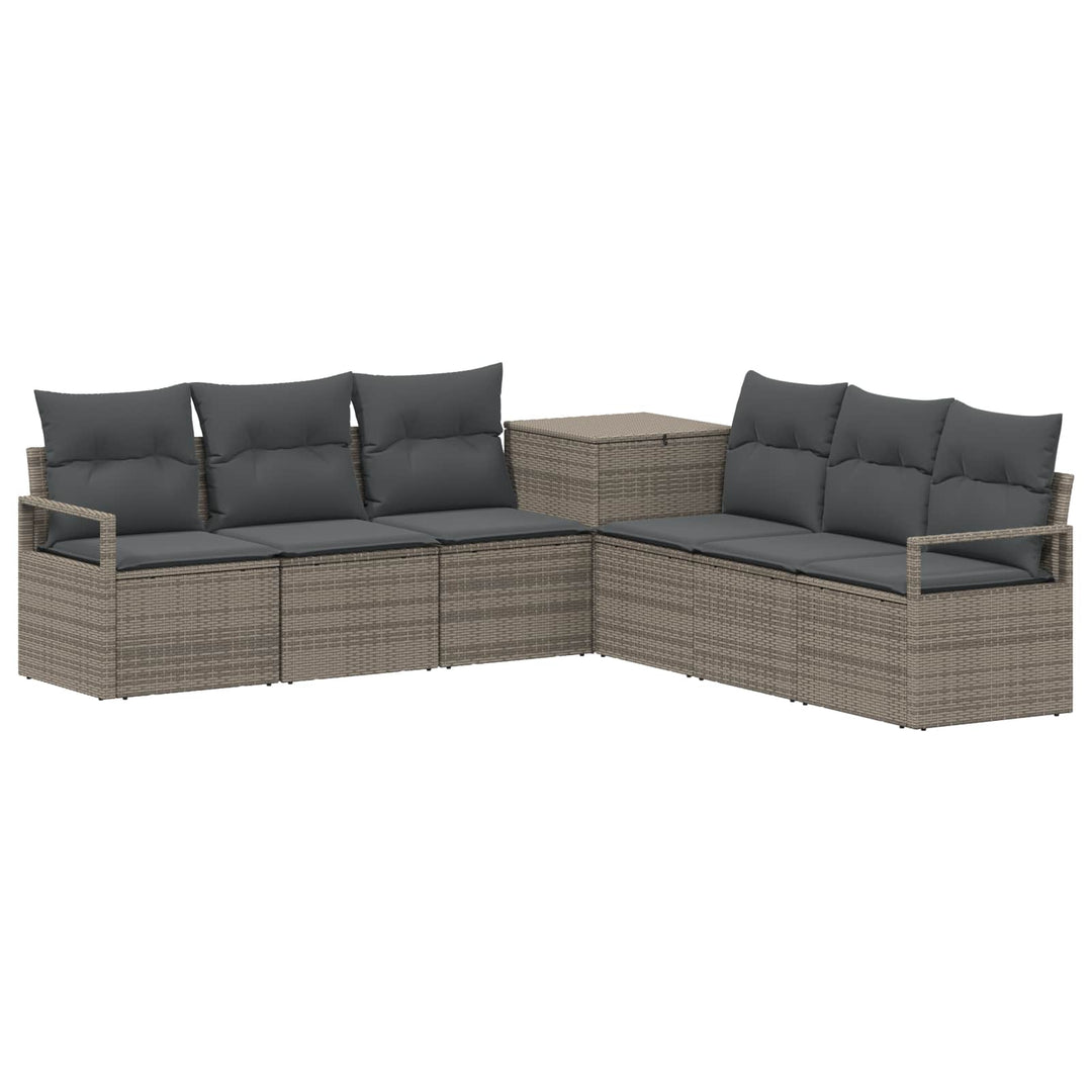 Sofa Sæt 7 stk. Grå og Mørkegrå Poly Rattan og Stål