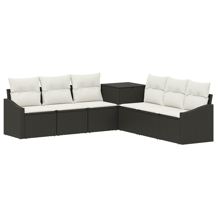 Sofa Sæt 7 stk. Sort og Cremehvid Poly Rattan og Stål