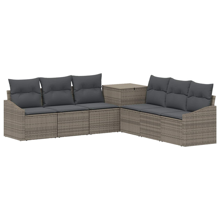 Sofa Sæt 7 stk. Grå og Mørkegrå Poly Rattan og Stål