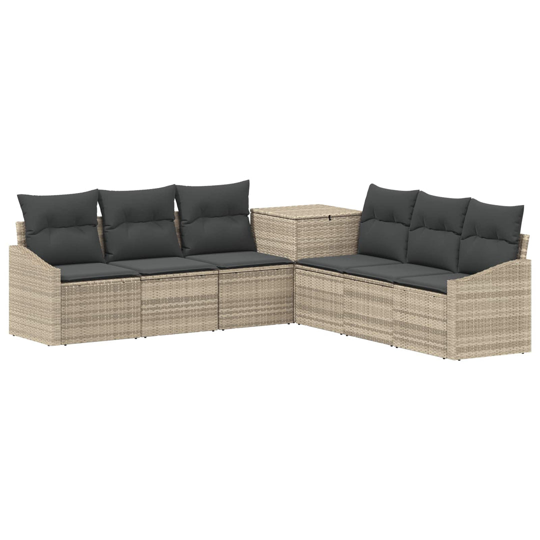 Sofa Sæt 7 stk. Lysegrå og mørkegrå Poly Rattan og Stål