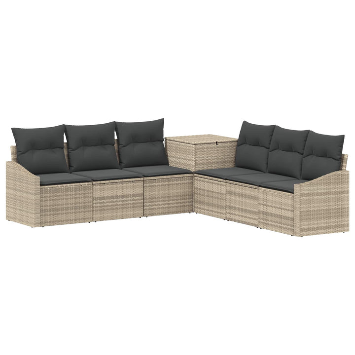 Sofa Sæt 7 stk. Lysegrå og mørkegrå Poly Rattan og Stål