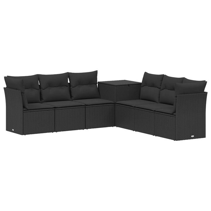 Sofa Sæt 7 stk. Sort Poly Rattan og Stål