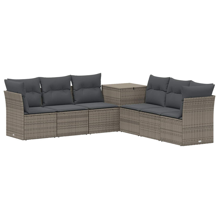 Sofa Sæt 7 stk. Grå og Mørkegrå Poly Rattan og Stål