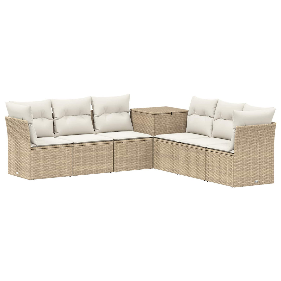 Sofa Sæt 7 stk. Beige og cremehvid Poly Rattan og Stål
