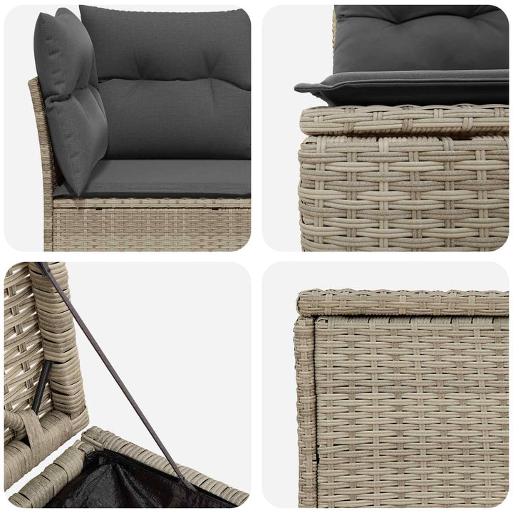 Sofa Sæt 7 stk. Lysegrå og mørkegrå Poly Rattan og Stål