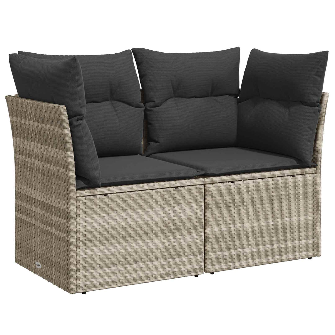 Sofa Sæt 7 stk. Lysegrå og mørkegrå Poly Rattan og Stål