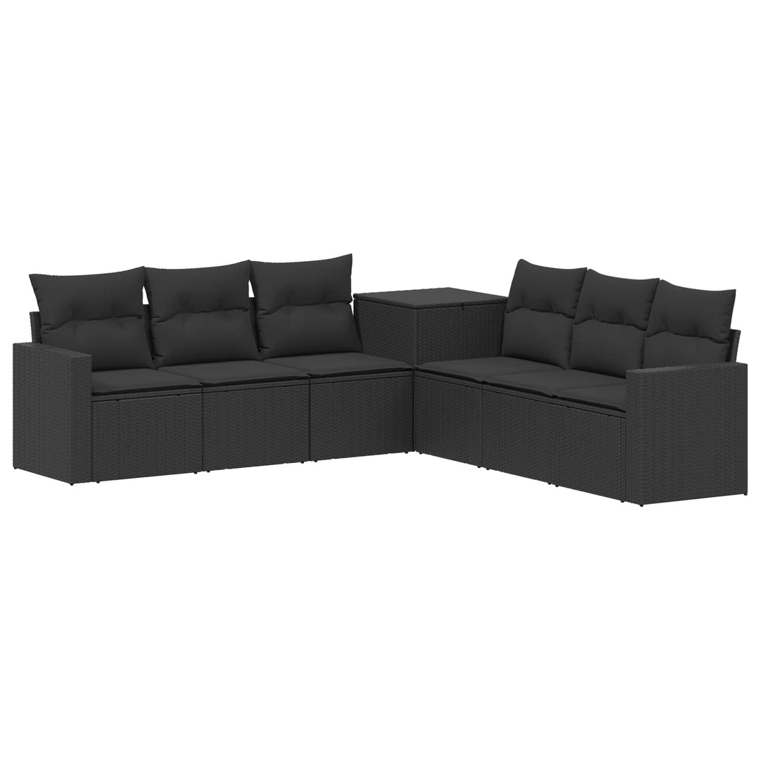 Sofa Sæt 7 stk. Sort Poly Rattan og Stål