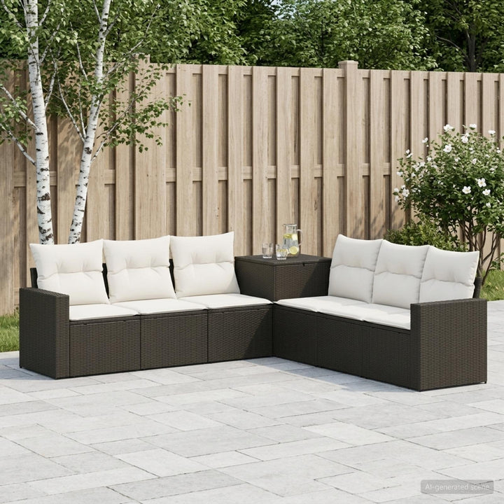 Sofa Sæt 7 stk. Sort og Cremehvid Poly Rattan og Stål