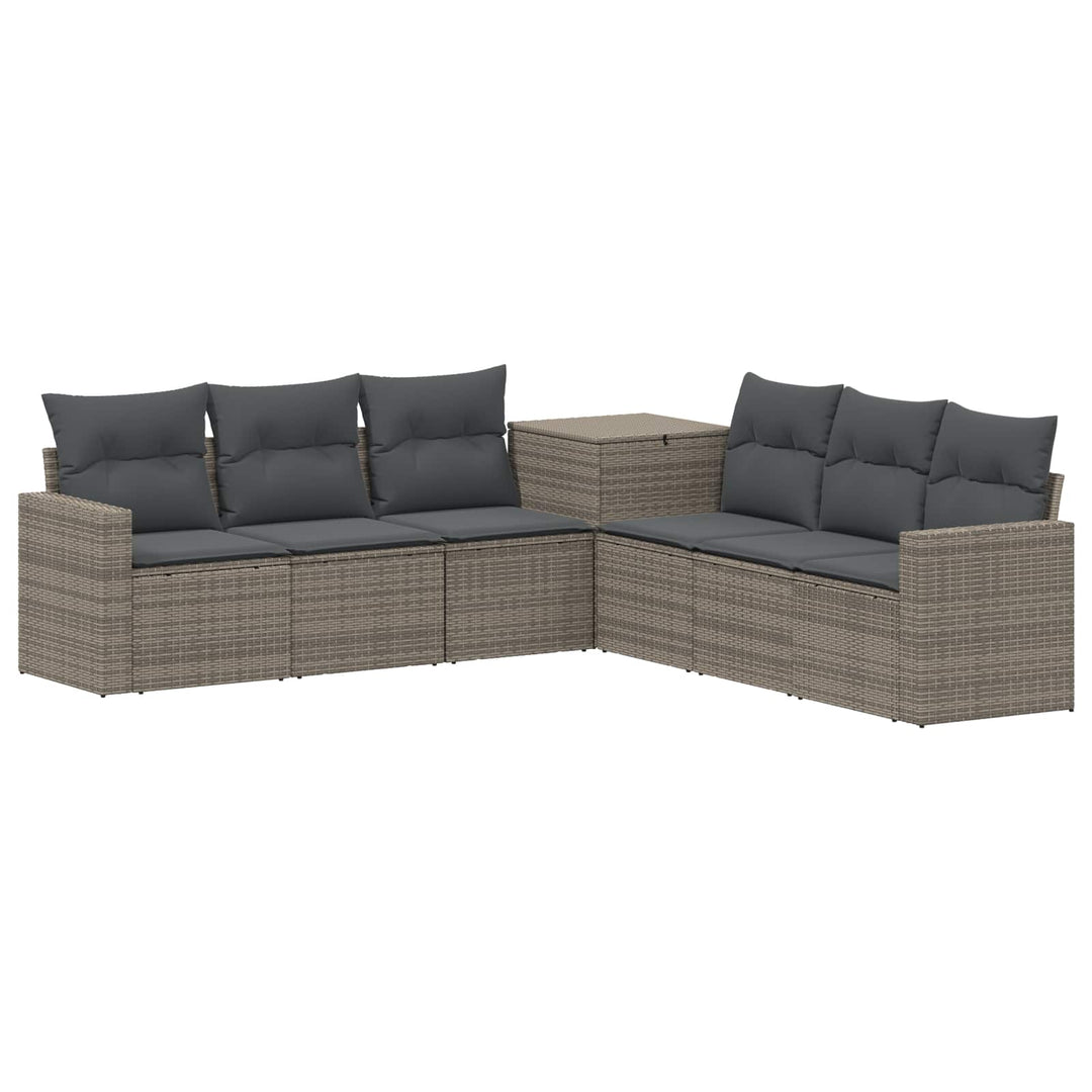 Sofa Sæt 7 stk. Grå og Mørkegrå Poly Rattan og Stål