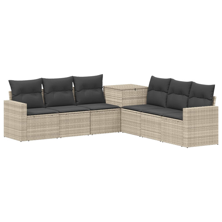 Sofa Sæt 7 stk. Lysegrå og mørkegrå Poly Rattan og Stål