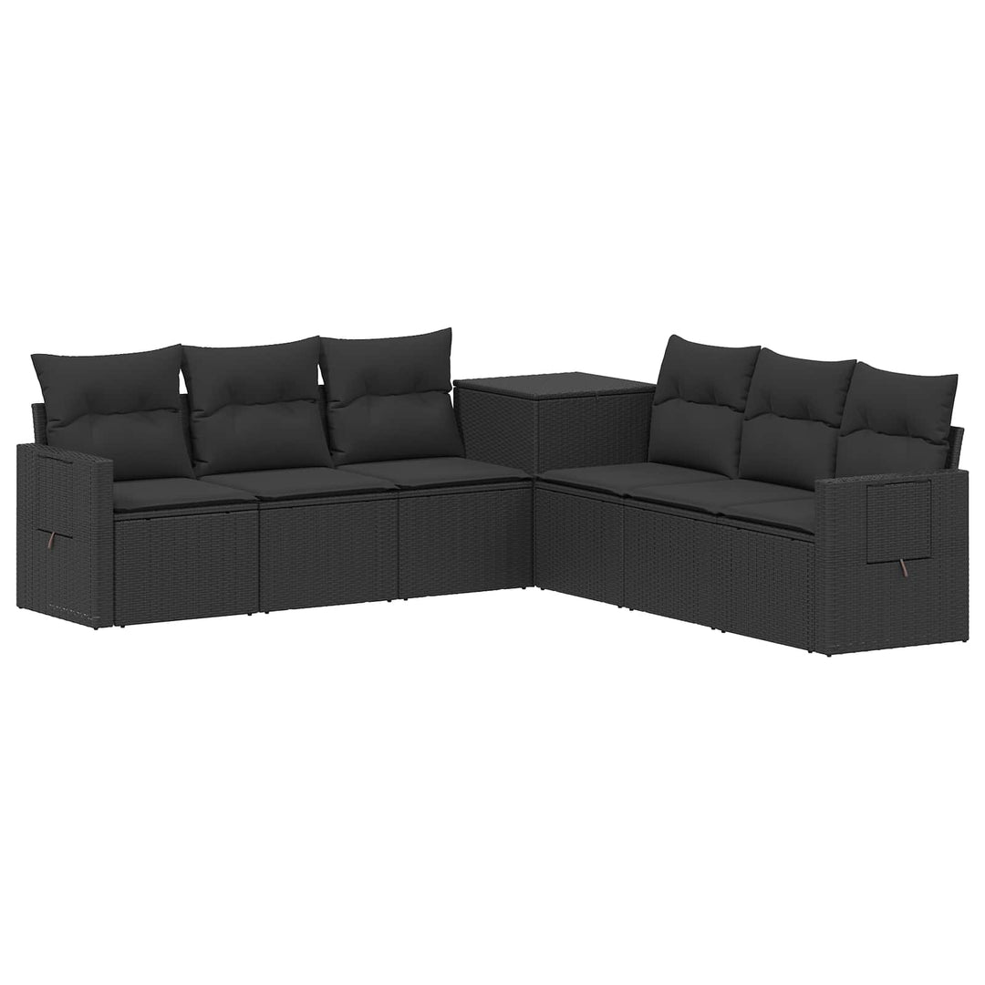 Sofa Sæt 7 stk. Sort Poly Rattan og Stål