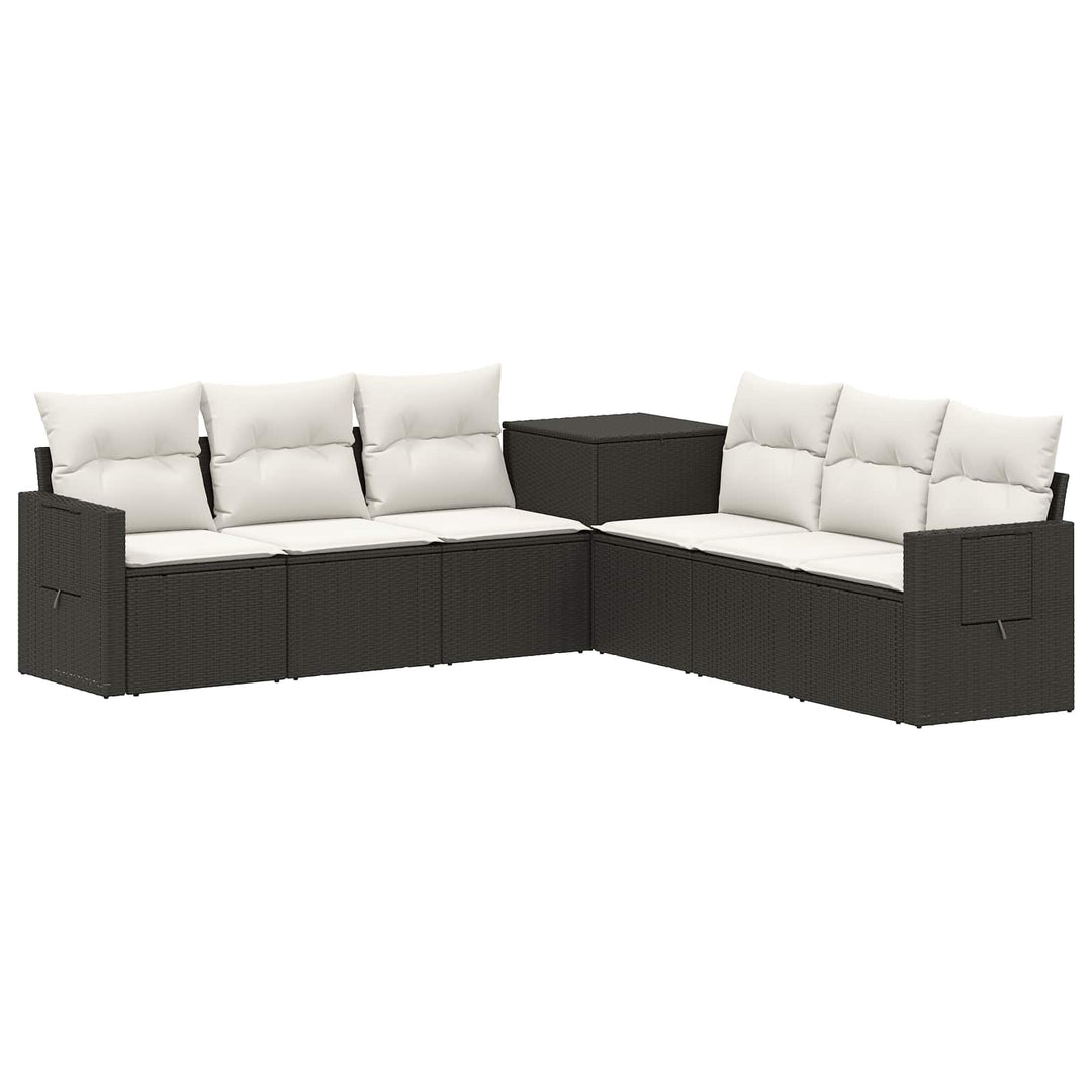 Sofa Sæt 7 stk. Sort og Cremehvid Poly Rattan og Stål