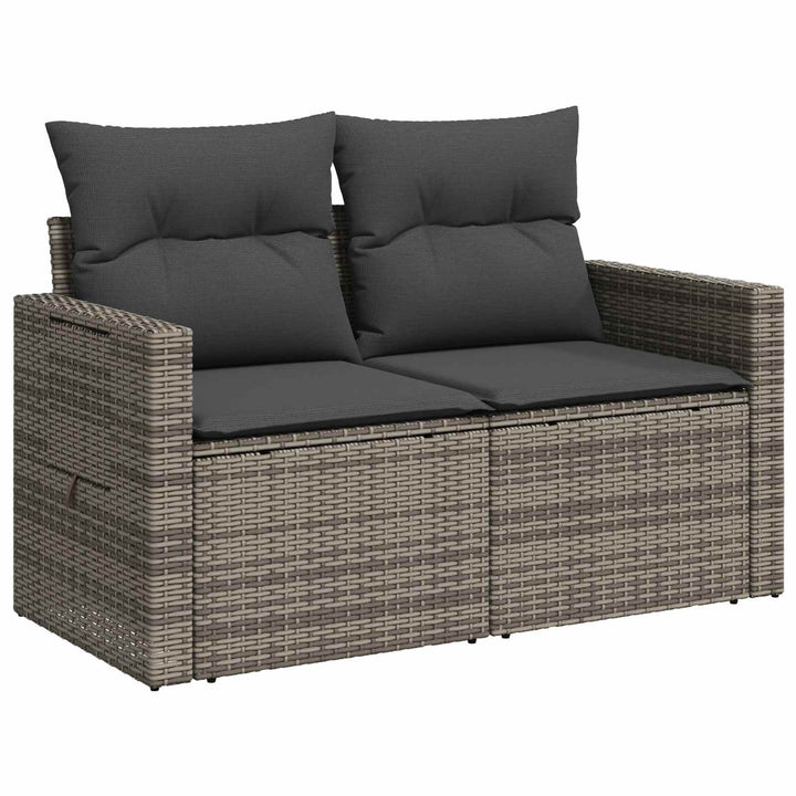 Sofa Sæt 7 stk. Grå og Mørkegrå Poly Rattan og Stål