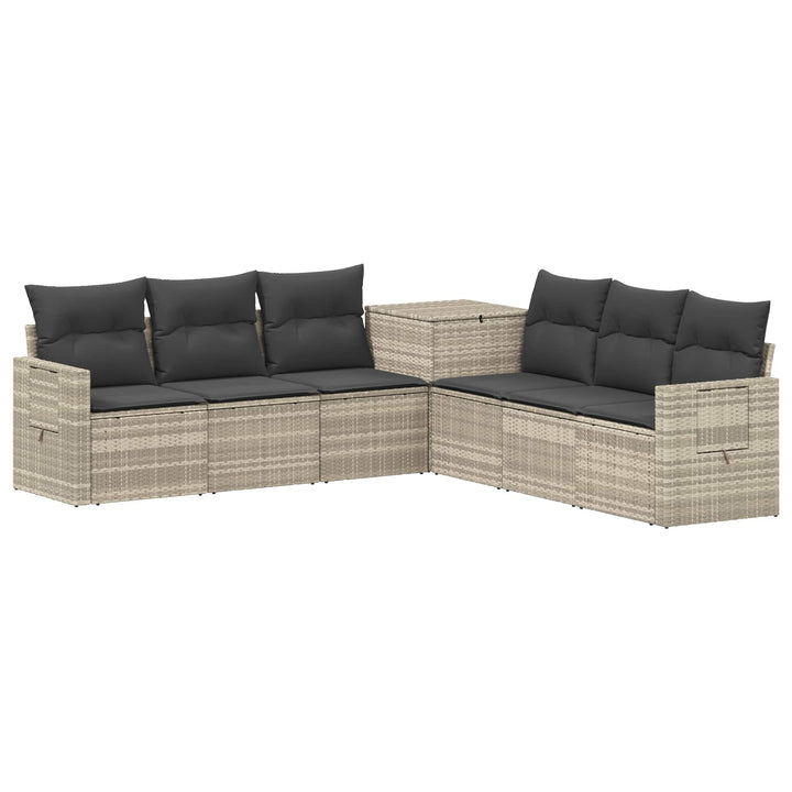 Sofa Sæt 7 stk. Lysegrå og mørkegrå Poly Rattan og Stål