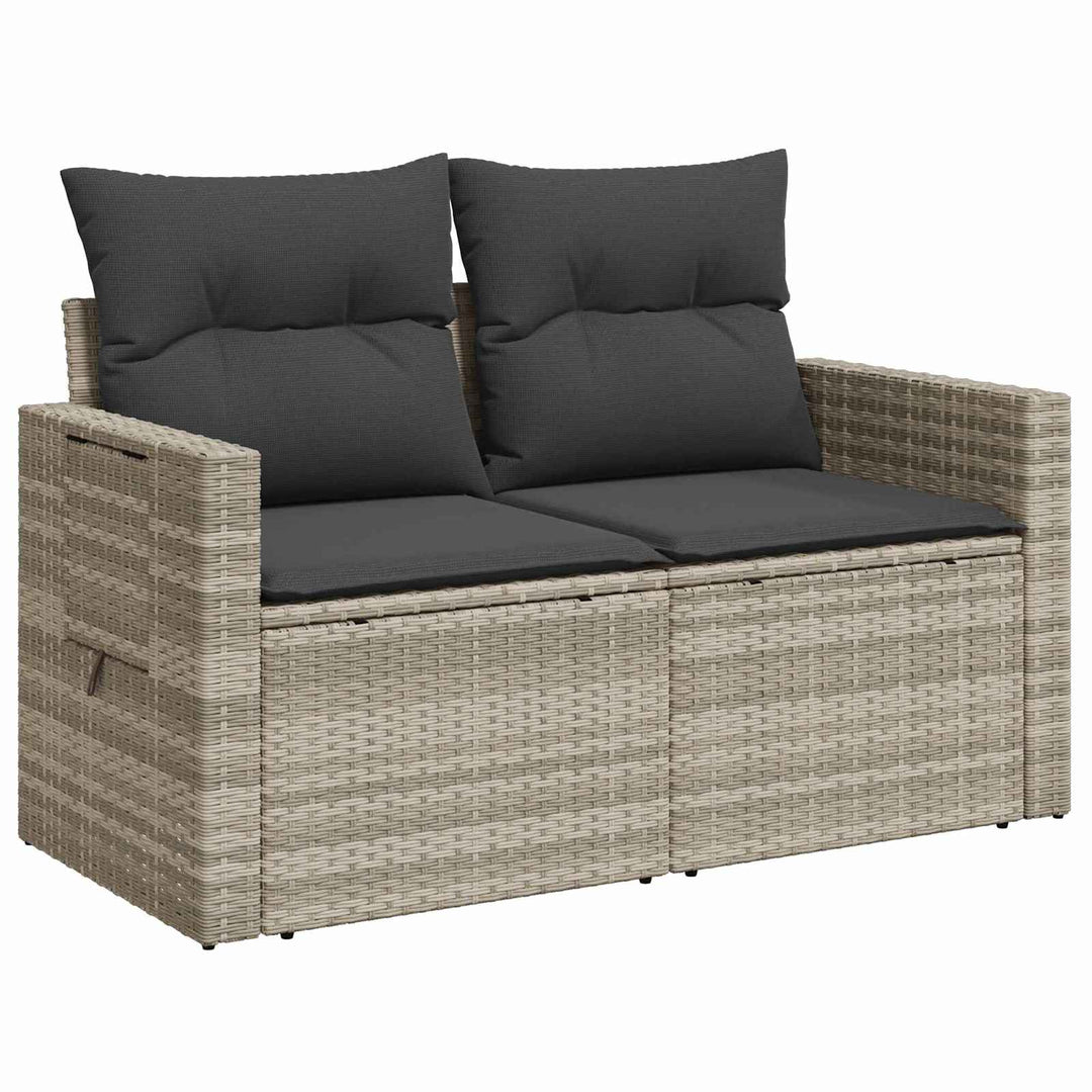 Sofa Sæt 7 stk. Lysegrå og mørkegrå Poly Rattan og Stål