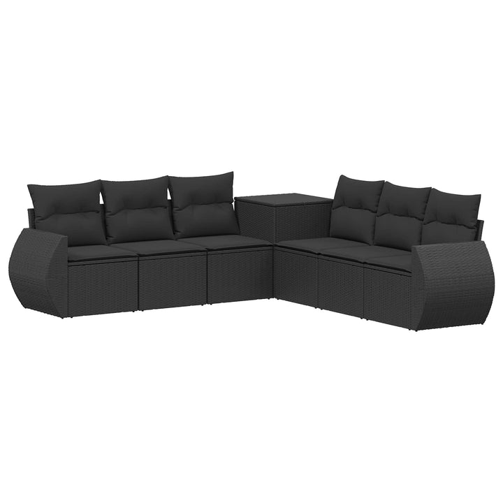 Sofa Sæt 7 stk. Sort Poly Rattan og Stål