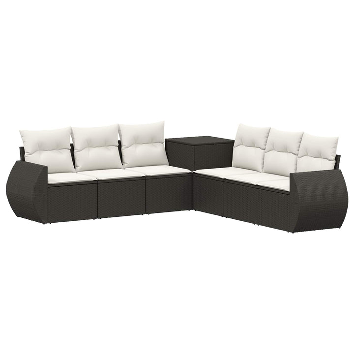 Sofa Sæt 7 stk. Sort og Cremehvid Poly Rattan og Stål