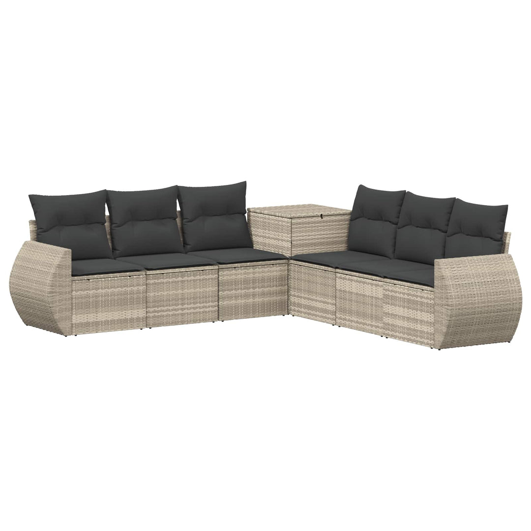 Sofa Sæt 7 stk. Lysegrå og mørkegrå Poly Rattan og Stål