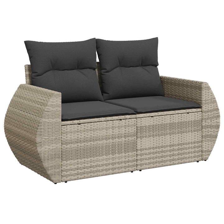 Sofa Sæt 7 stk. Lysegrå og mørkegrå Poly Rattan og Stål