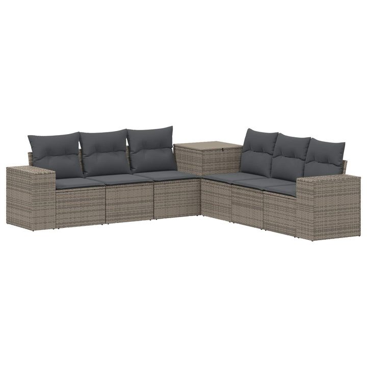 Sofa Sæt 7 stk. Grå og Mørkegrå Poly Rattan og Stål