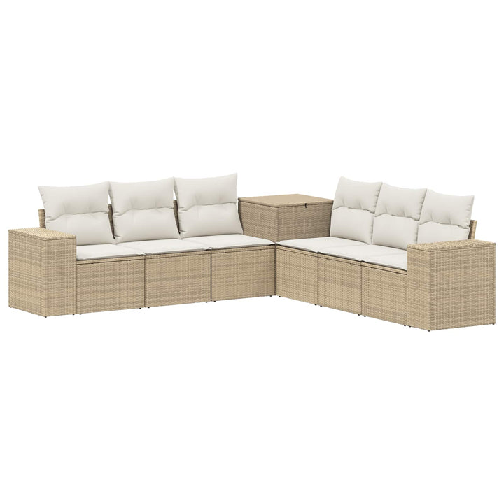 Sofa Sæt 7 stk. Beige og cremehvid Poly Rattan og Stål