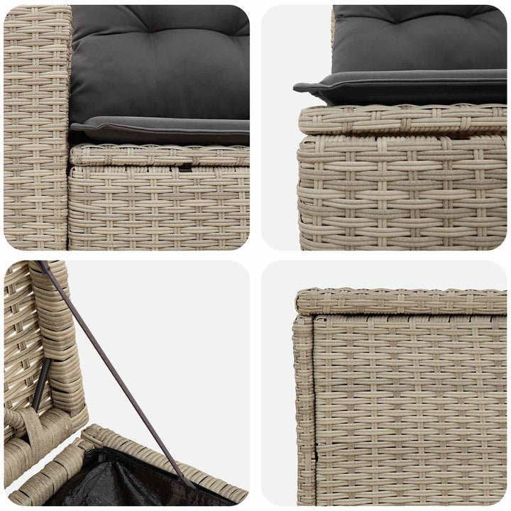 Sofa Sæt 7 stk. Lysegrå og mørkegrå Poly Rattan og Stål