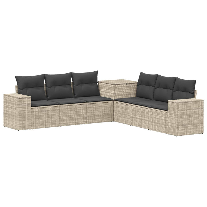 Sofa Sæt 7 stk. Lysegrå og mørkegrå Poly Rattan og Stål
