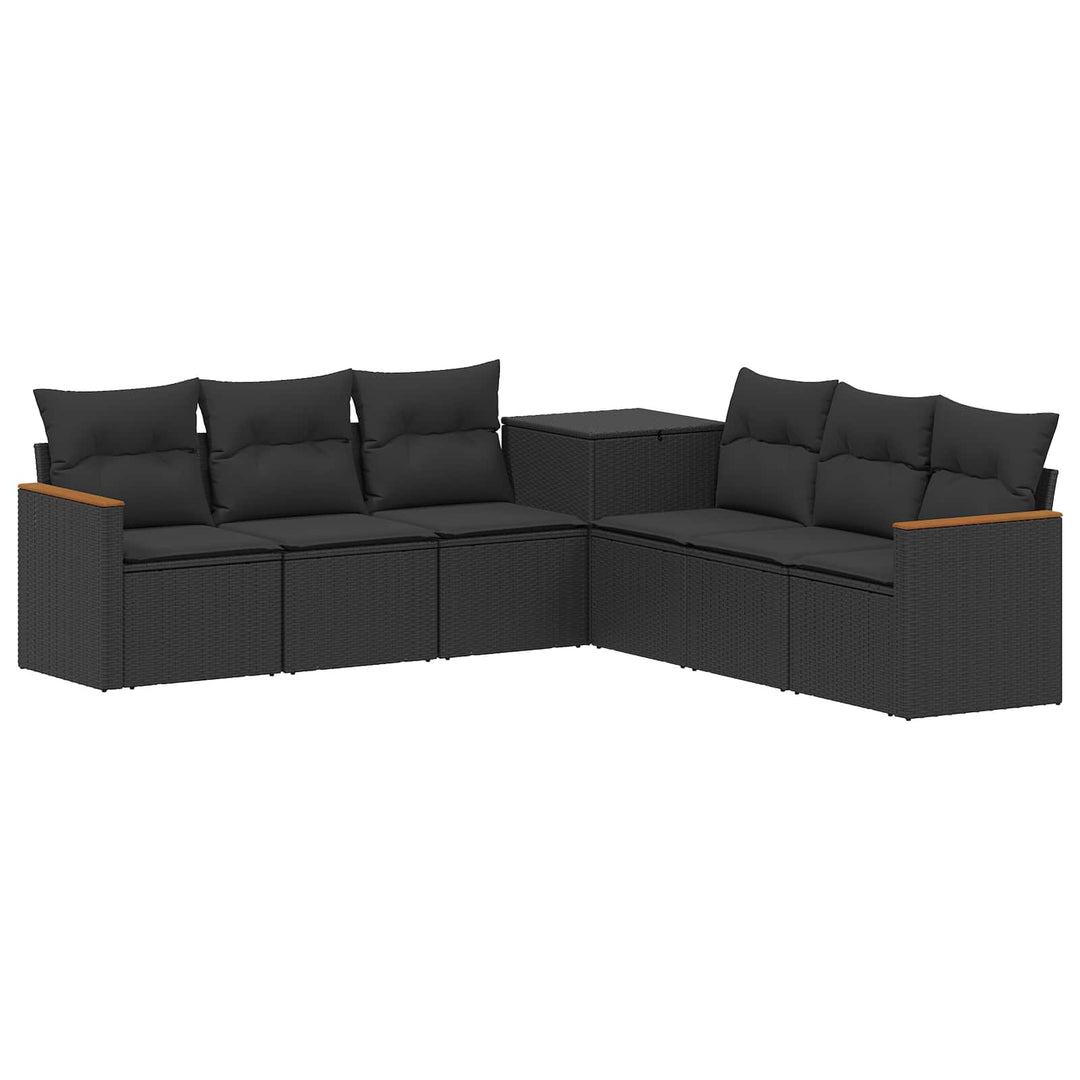 Sofa Sæt 7 stk. Sort Poly Rattan og Stål