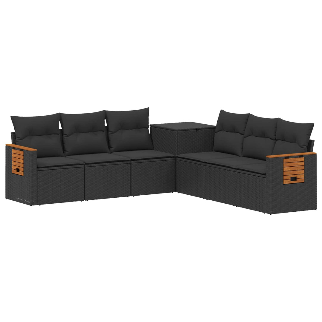 Sofa Sæt 7 stk. Sort Poly Rattan og Stål