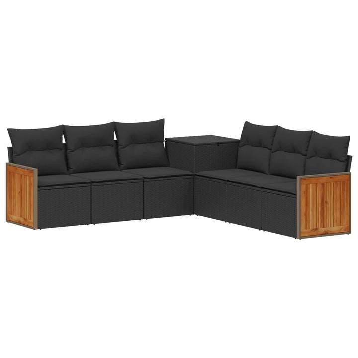 Sofa Sæt 7 stk. Sort Poly Rattan og Stål