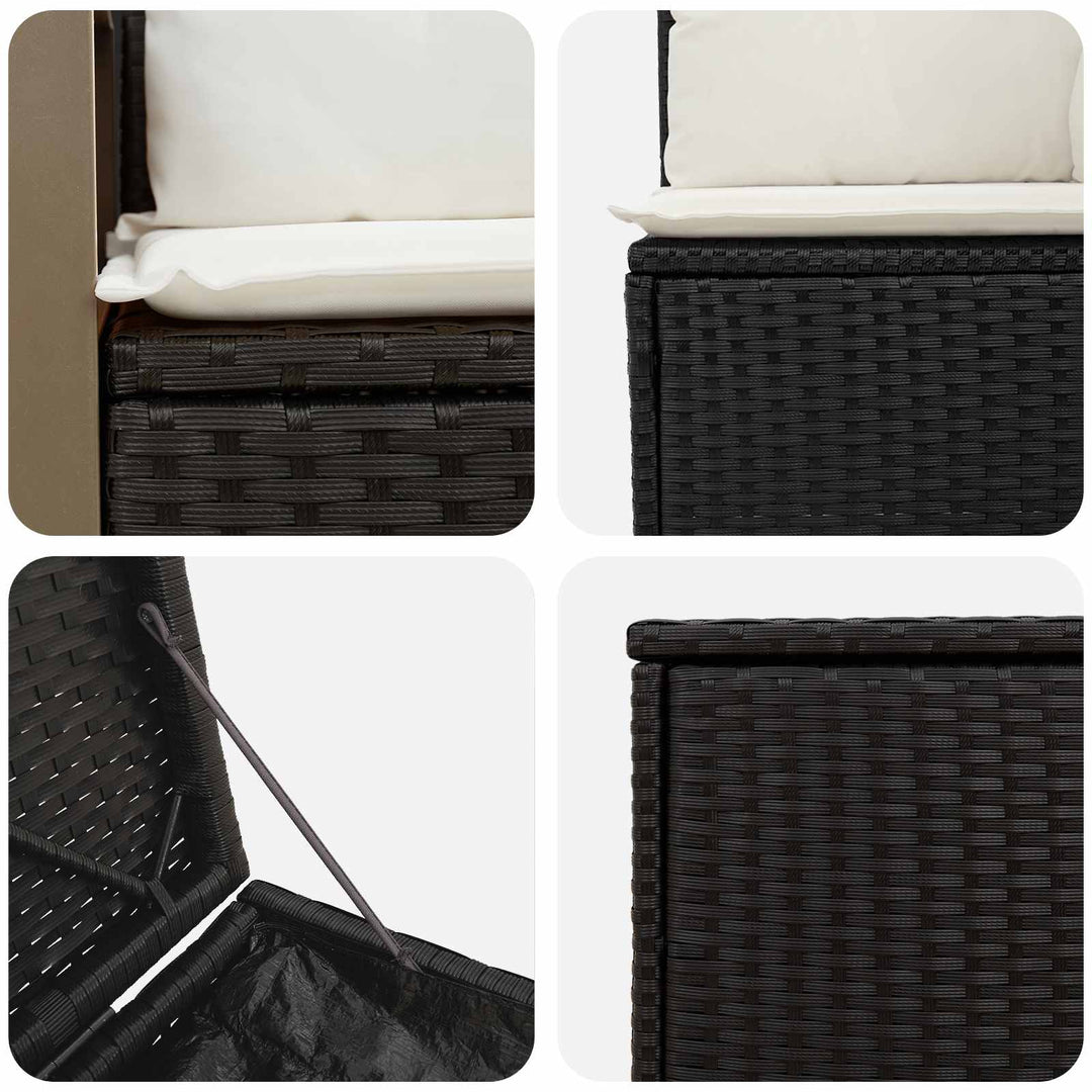 Sofa Sæt 7 stk. Sort og Cremehvid Poly Rattan og Stål