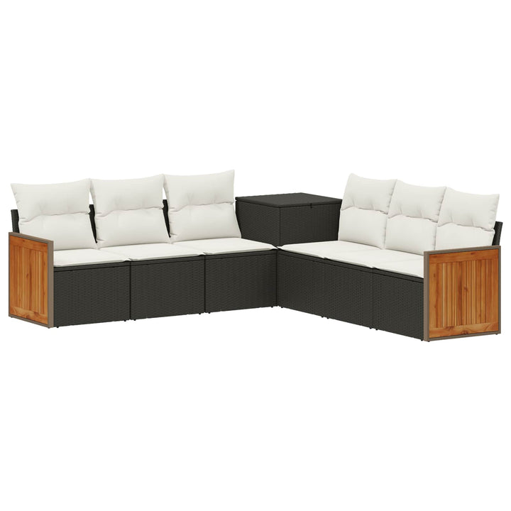 Sofa Sæt 7 stk. Sort og Cremehvid Poly Rattan og Stål