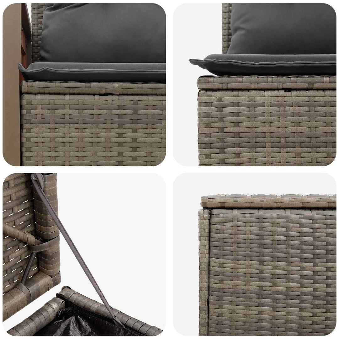 Sofa Sæt 7 stk. Grå og Mørkegrå Poly Rattan og Stål