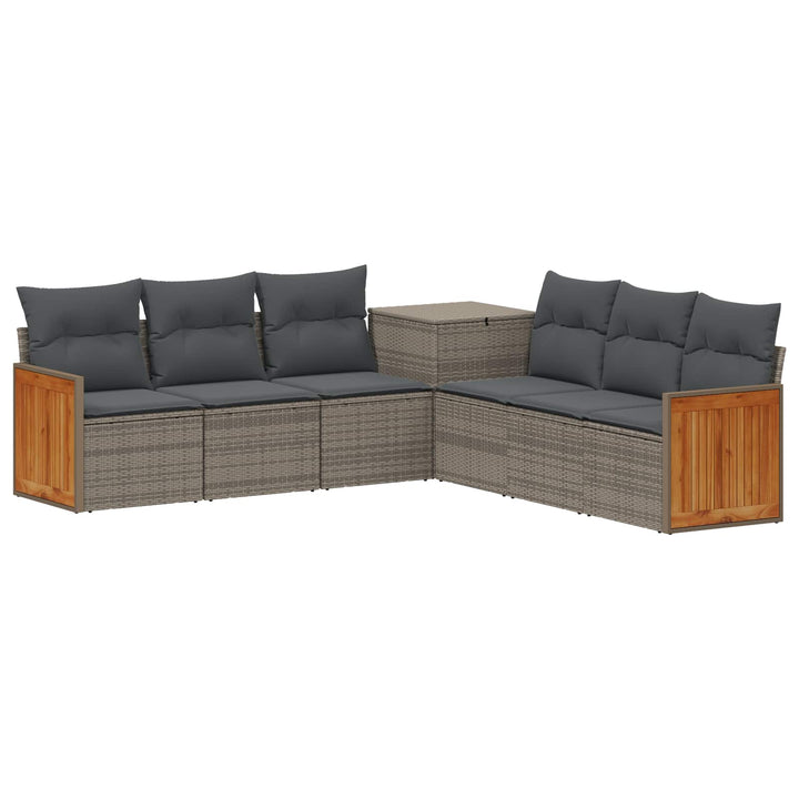 Sofa Sæt 7 stk. Grå og Mørkegrå Poly Rattan og Stål
