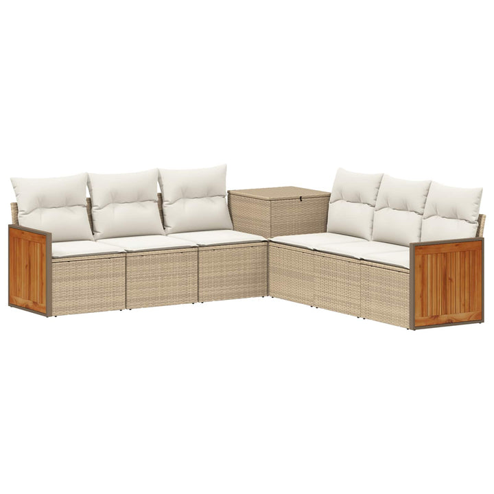 Sofa Sæt 7 stk. Beige og cremehvid Poly Rattan og Stål