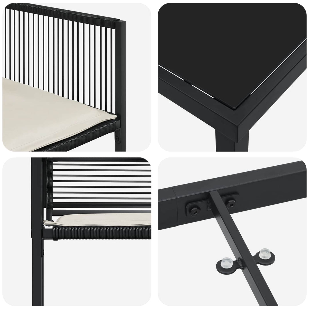 Have Spisebordssæt 5 stk. Sort polyrattan